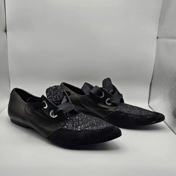 Marwell Black Glitter Oxford‑Style Heels – Size EU 39 (US 8–8.5) - Picture 2 of 8